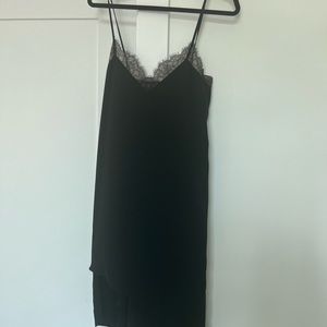 BCBG Lace Black Midi Dress with Asymmetric Hemline